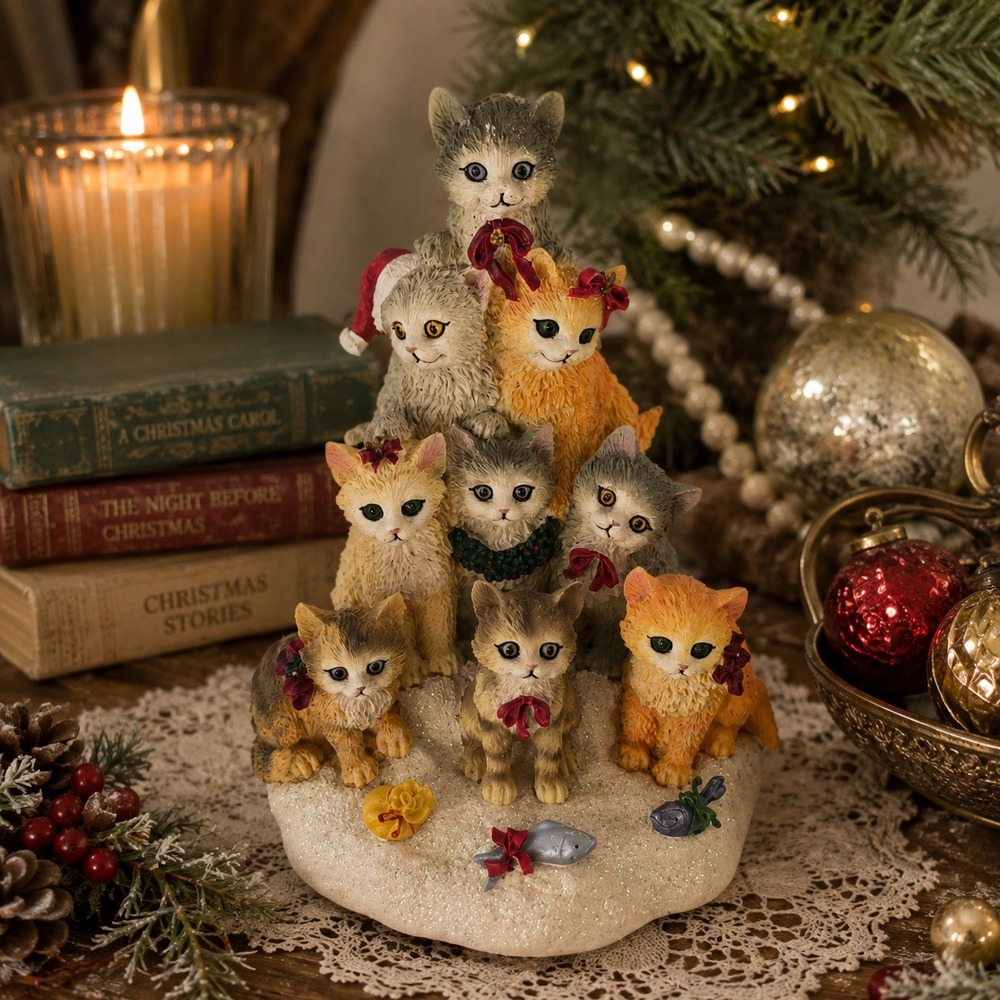 Vintage Mary Badenhop Cat Christmas Music Box San Francisco Kittens